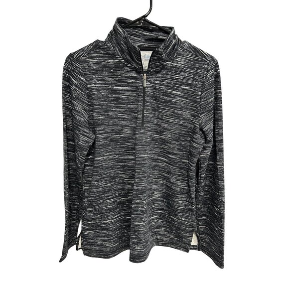 Croft & Barrow Womens Black White Half Zip Pullover Top Size Small - Picture 1 of 8